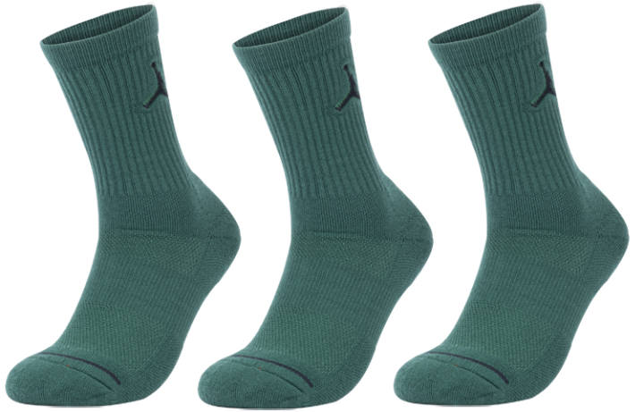 Jordan Jordan Everyday Max Crew Basketball Socks Unisex 3 Pack Gray Green