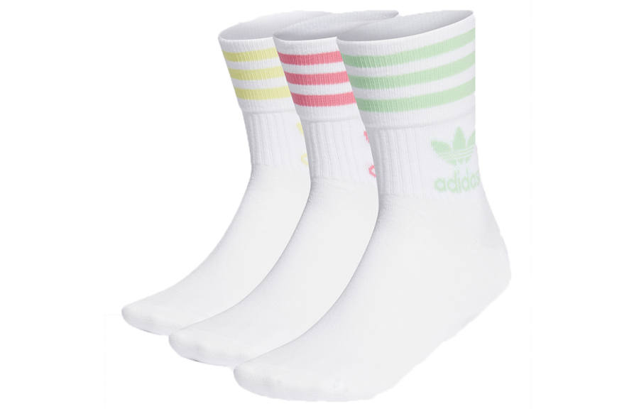 adidas originals Enjoy Summer Mid Cut Crew Socks 3 Pairs White