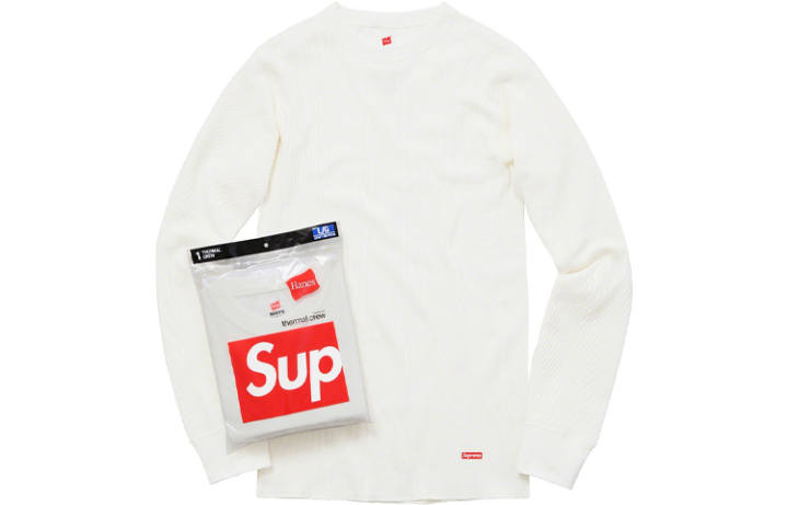 Supreme Supreme Hanes Thermal Crew 1 Pack Black Logos