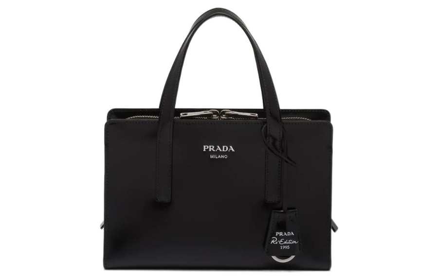 PRADA PRADA Re Edition 1995 Brushed Leather Mini Handbag Black