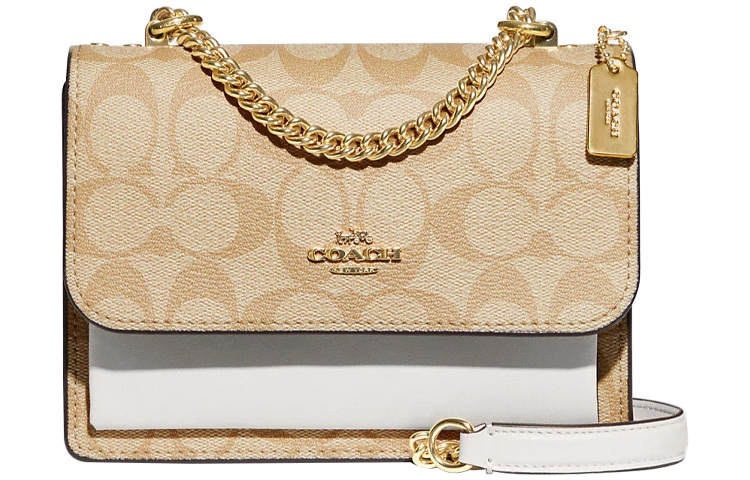 COACH Klare Cow Leather With Artificial Leather Crossbody Bags Mini Women's Light Khaki & Chalk White