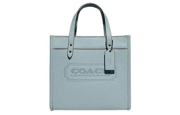 COACH Field Cow Leather Tote Bag, Shopping Bag, Handbag, Shoulder Bag, Crossbody Bag Small Women's Lake Water Blue