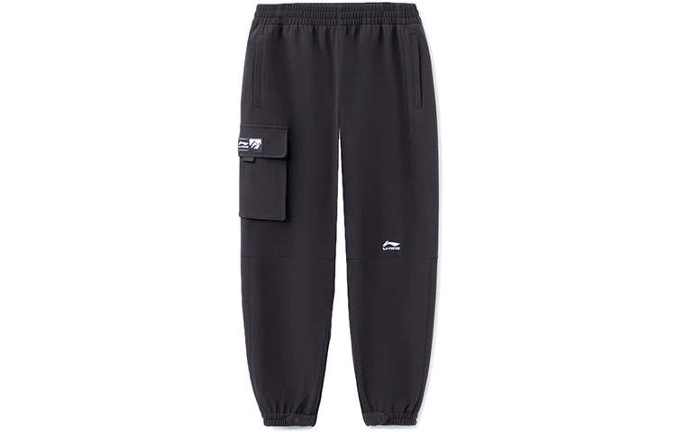 Li-Ning Li Ning Sports Trendy Collection Fleece Lined Thermal Loose Fit Elastic Cuff Knitted Sweatpants Men's Black