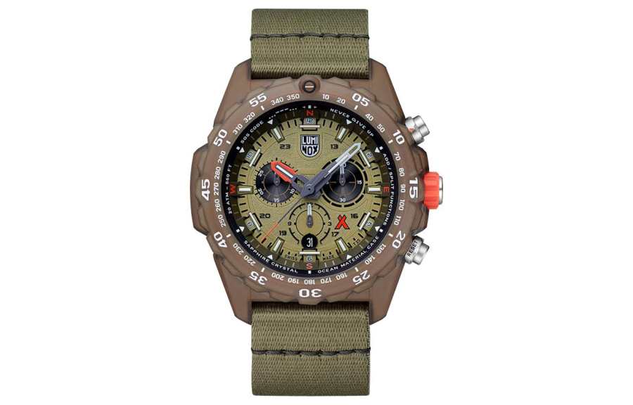 LUMINOX Quartz Movement Men's Watches Watch 45mm Green Dial Carbon Fiber Watch Case Canvas Strap