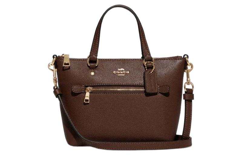 COACH Gallery Leather Tote Bag, Shopping Bag, Handbag, Shoulder Bag, Crossbody Bag Small Women's Dark Saddle Brown