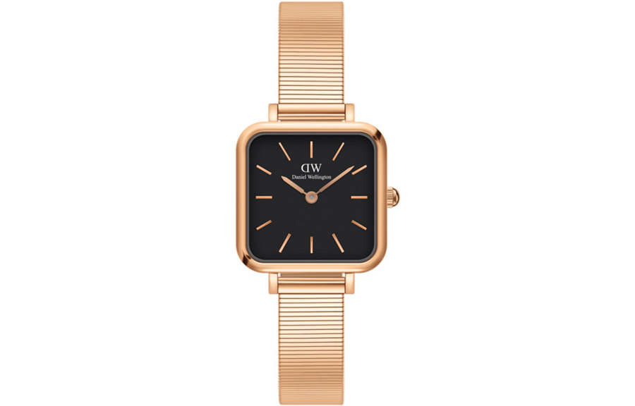 DW/DanielWellington Daniel Wellington QUADRO Collection Wrist Watches Quartz Movement Stainless Steel Watchband 22mm Black Dial
