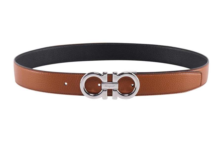 Ferragamo FERRAGAMO Leather Belts Men's Brown 3.5cm