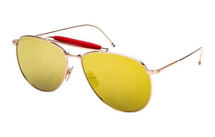 THOM BROWNE pilot-frame mirrored sunglasses