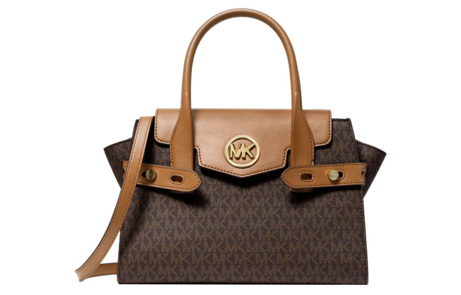 MICHAEL KORS Carmen Coated Canvas Handbag, Shoulder Bag, Crossbody Bag Women's Brown & Dark Brown