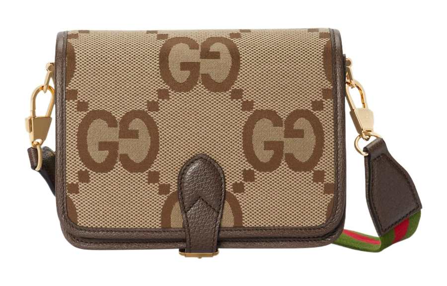 GUCCI Canvas Messenger Trunk Bag Crossbody Bag Women's Beige Brown