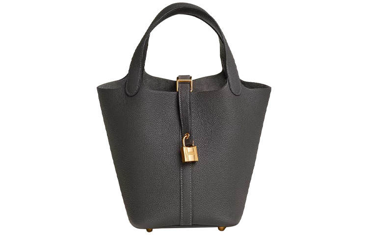 HERMES Picotin Lock Maurice Bullock Leather Basket Bag, Bucket Bag, Handbag 18 Women's 88 Graphite Gray