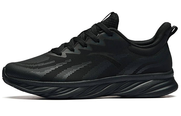 Anta Textile, Synthetic Leather Cushioning Breathable Lightweight Low top Running Shoes Men's Black Gray
