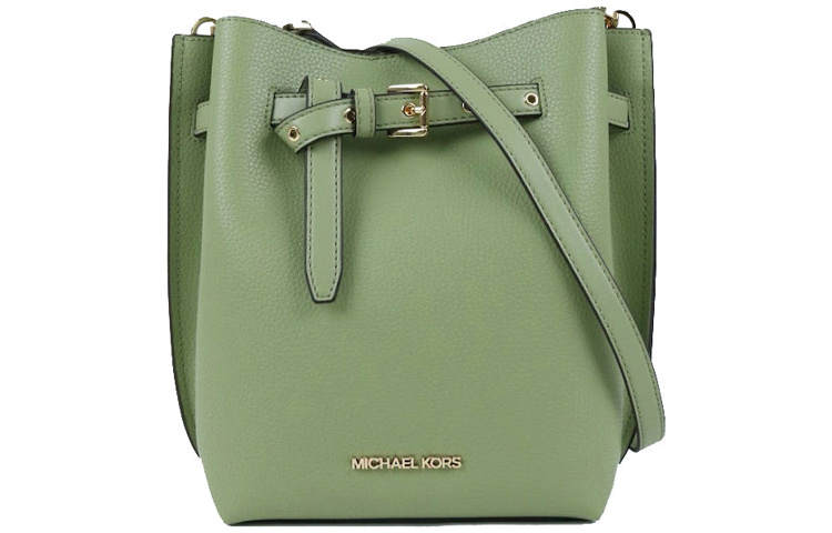 MICHAEL KORS Emilia Leather Bucket Bag, Shoulder Bag, Crossbody Bag Small Women's Light Sage Green