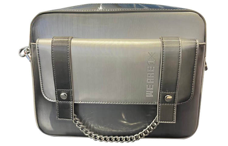 Li-Ning Li Ning Synthetic Leather Handbag Regular Unisex Silver Gray
