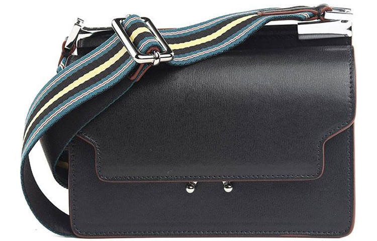 MARNI Trunk Calfskin Shoulder Bag, Crossbody Bag Women's Black