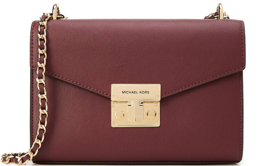 MICHAEL KORS Rose Cow Leather Crossbody Bag, Shoulder Bag Medium Women's Burgundy