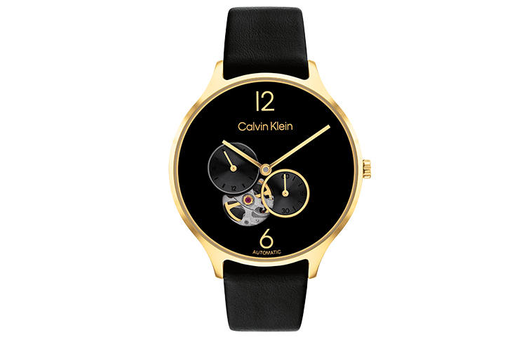 CALVIN KLEIN Wrist Watches Automatic Mechanical Movement Leather Strap 38mm Black Dial Women's Watch