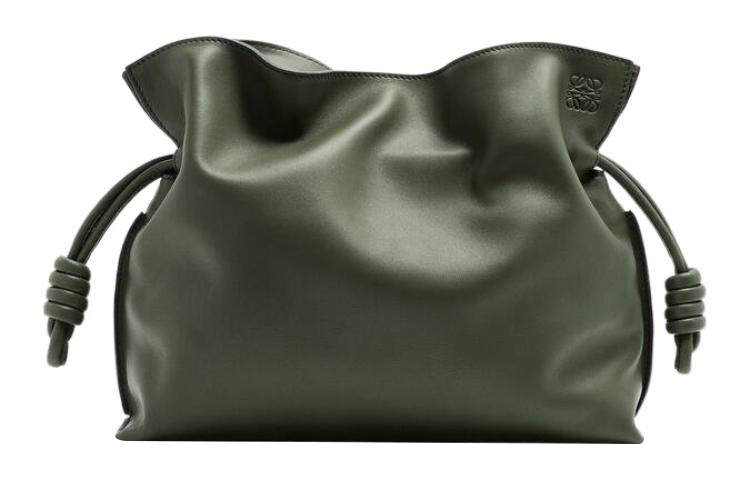 LOEWE Nappa Calfskin Lucky Bag, One Shoulder, Crossbody Clutch Medium Women's Olive Green