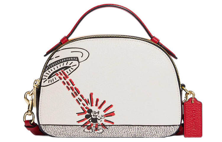COACH X Disney Collaboration X Keith Haring Serena Pebbled Leather Shoulder Bag, Crossbody Bag Small Women's
