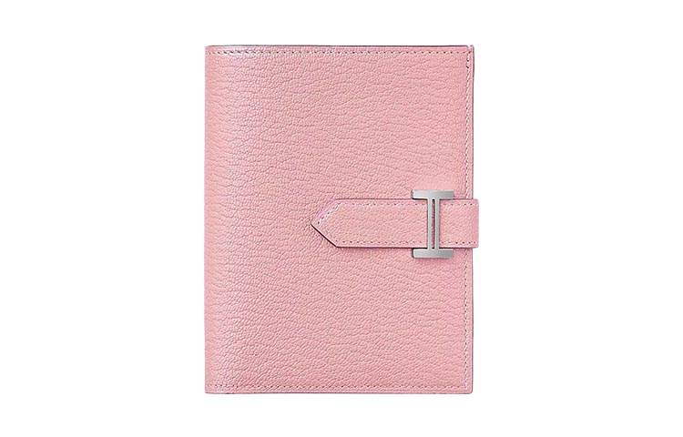 HERMES Bearn Mysore Goat Skin Wallet, Card Holder Women's 3Q Rose Sakura Cherry Blossom Pink