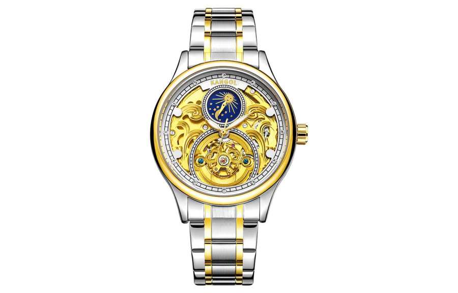 KANGOL Prestige Collection Mechanical Movement Metal Strap Watch Men's Watches Skeleton Dial KANGOL K116