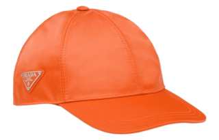PRADA Recycled Nylon Baseball Caps Unisex Orange
