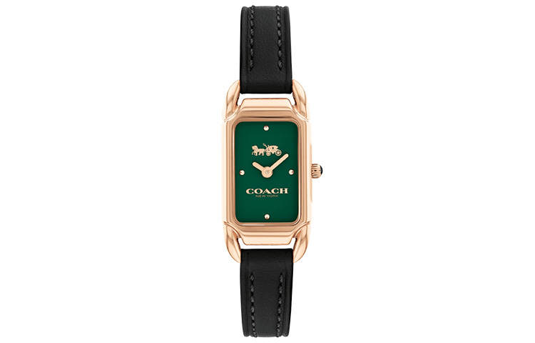 COACH Cadie Wrist Watches Quartz Movement Leather Strap Green Dial Women's Watch
