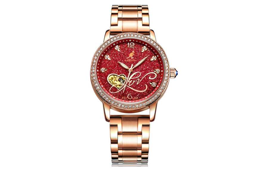 KANGOL Mechanical Movement Stainless Steel Watchband Watch Women's Watch Red Watch Dial KANGOL K113
