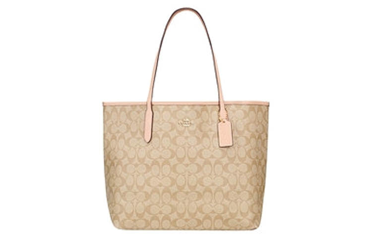 COACH City Artificial Leather Tote Bag, Shopping Bag, Handbag, Shoulder Bag Large Women's Khaki