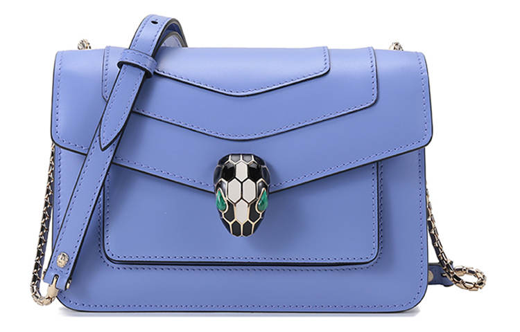 BVLGARI Serpenti Forever Cow Leather Shoulder Bag, Crossbody Bag Women's Lavender