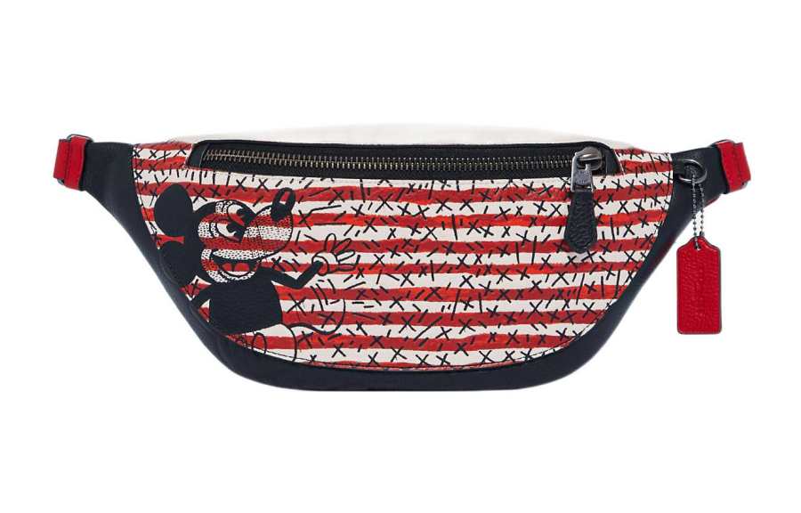 COACH Disney X Keith Haring Collaboration Leather Sling Bag One Shoulder Crossbody Fanny Pack Large Men's Red