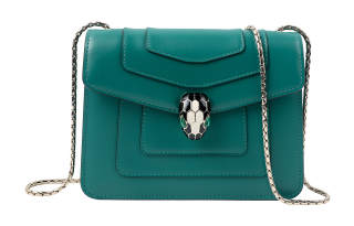 BVLGARI Serpenti Forever Calfskin Shoulder Bag, Crossbody Bag Small Women's Green