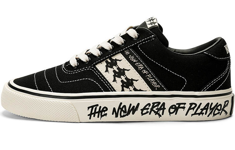 Kappa Abrasion Resistant Abrasion Resistant Low top Skateboard Shoes Unisex Black Heron Feather White