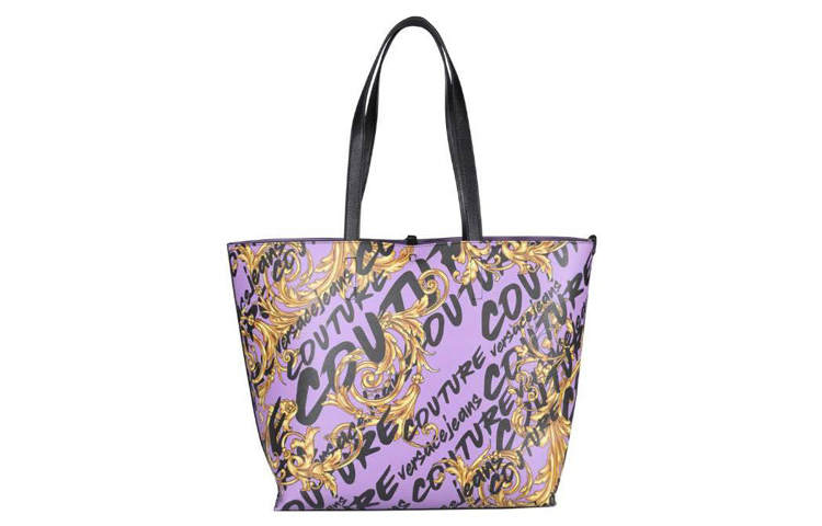 VERSACE JEANS COUTURE Polyester Tote Bag, Shopping Bag, Shoulder Bag Women's Purple