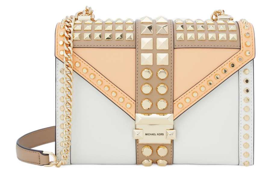 MICHAEL KORS Whitney Leather Commute Envelope Bag, Crossbody Bag Large Women's Cantaloupe/White/Camel/Multicolor
