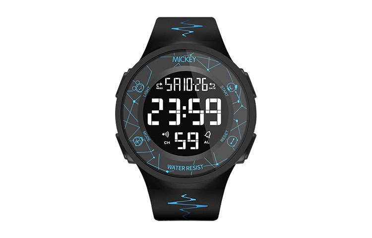 Disney Disney Pine Electronic Movement Silicone Strap Watch Unisex Black Dial
