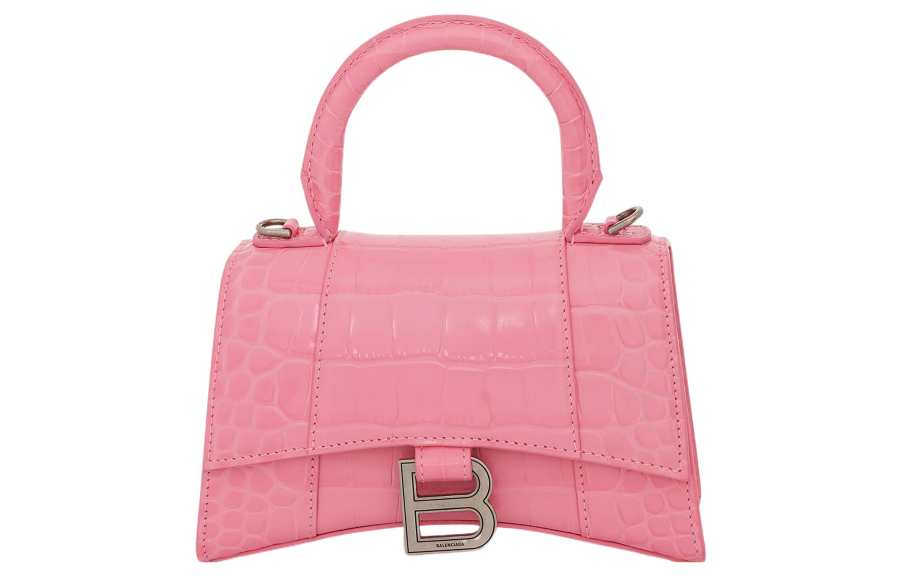Balenciaga Hourglass Calfskin Hourglass Bag, Portable Crossbody Bag, Shoulder Bag Mini Women's Fuchsia