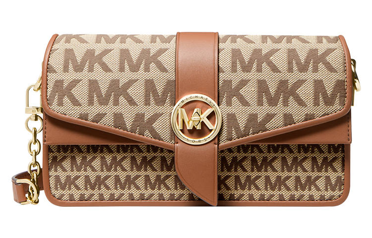 MICHAEL KORS Greenwich Cow Leather Shoulder Bag Regular Women's Brown Beige
