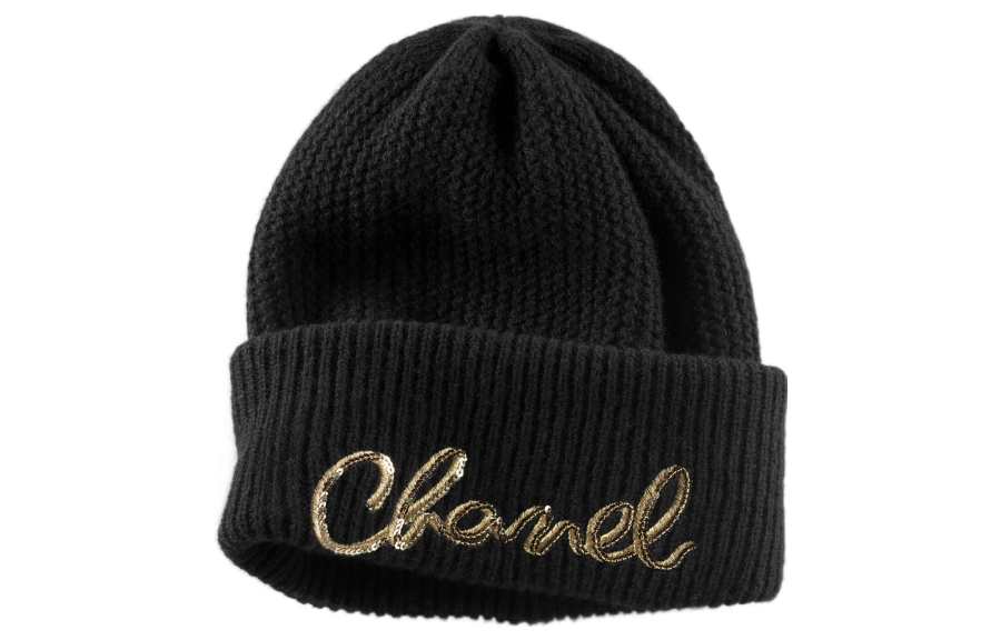 CHANEL Chanel 1986-1988 logo sequin beanie hat