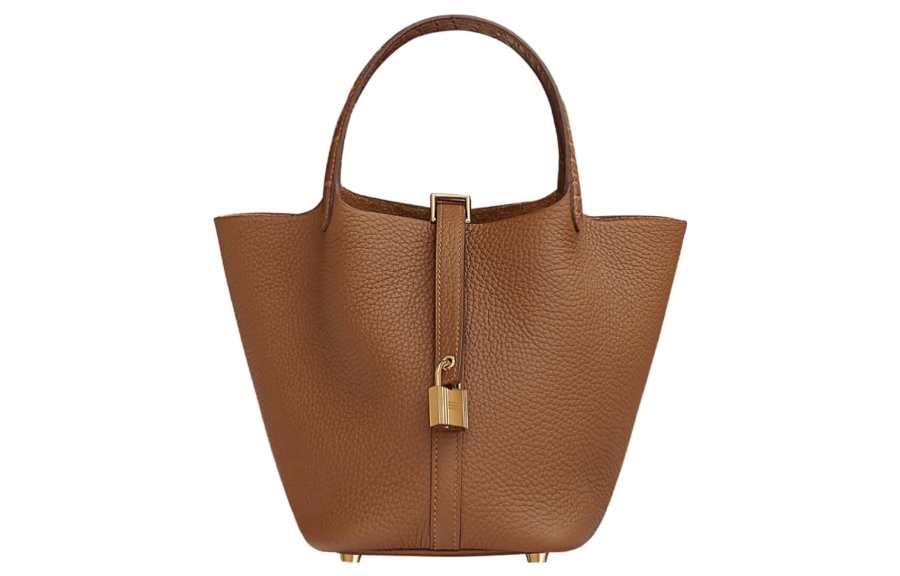 HERMES Picotin Lock Clemence Calfskin Matte Crocodile Textured, Basket Bag Bucket Bag Handbag 18 Women's