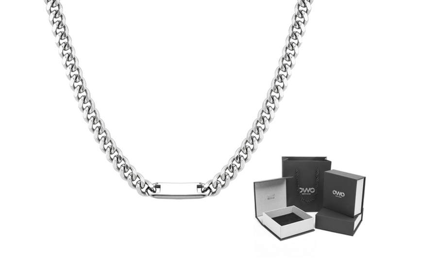 OWO OWO Titanium Steel Cuban Necklace Men's Silver