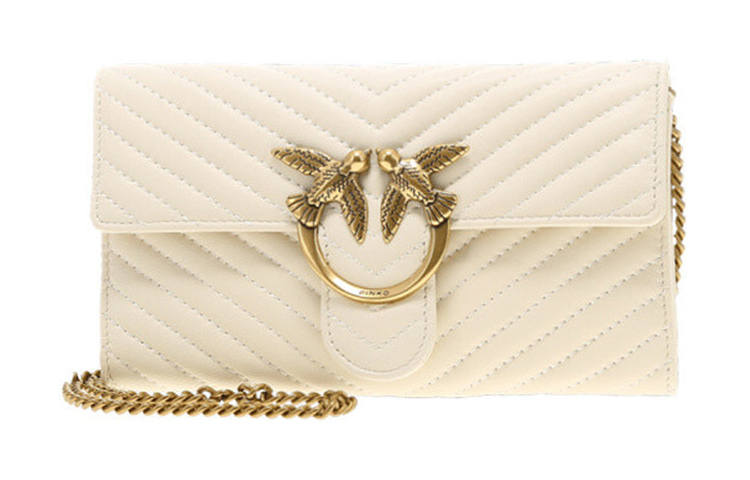 PINKO Quilt Sheepskin Shoulder Bag Women's White
