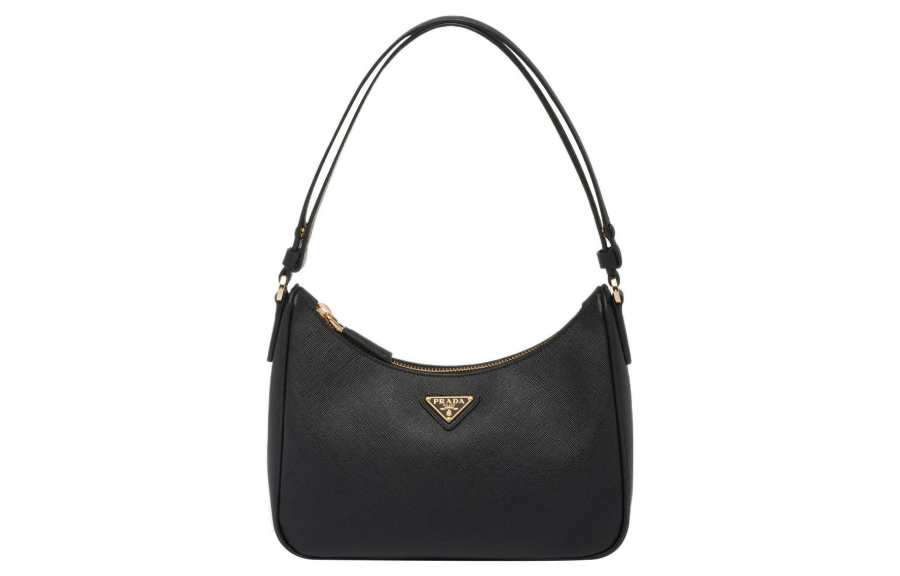 PRADA Saffiano Leather Shoulder Bag, Handbag, Shoulder Bag Women's Black