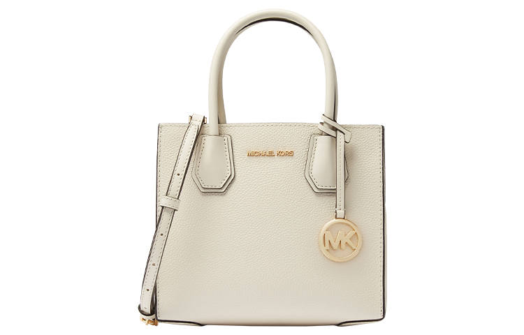 MICHAEL KORS Mercer Cow Leather Trunk Bag, Crossbody Handbag Women's Milk White