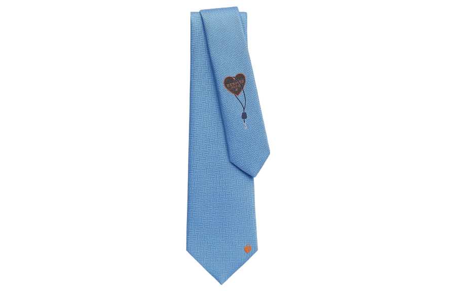 HERMES HERMES The Key To Happiness Ties Men's Sky Blue
