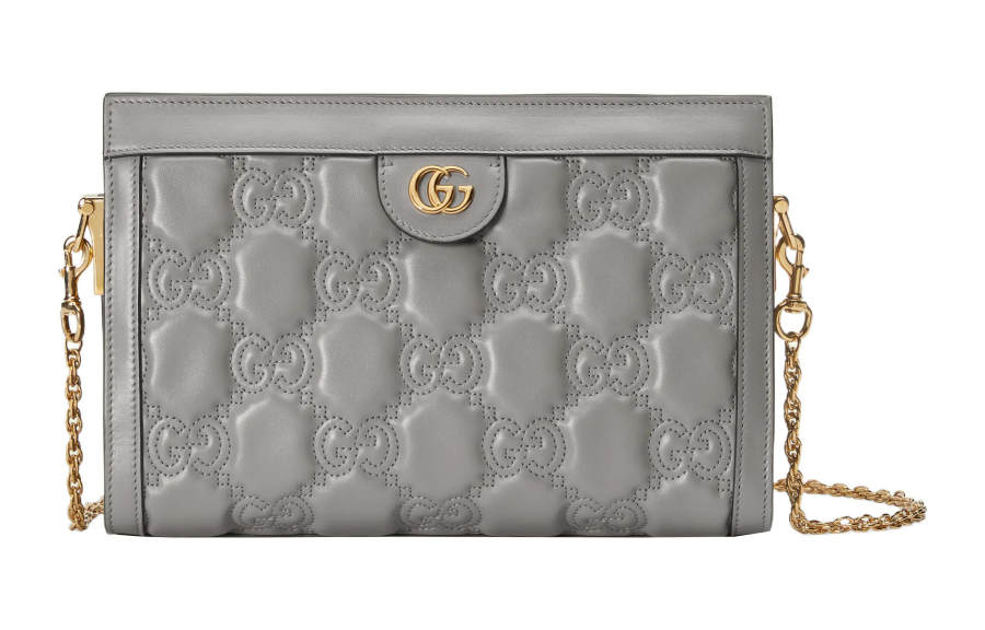 GUCCI GG Matelassé Leather Shoulder Bag Shoulder Bag, Handbag Regular Women's Gray