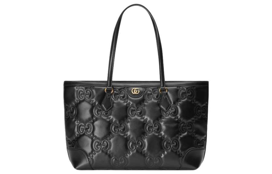 GUCCI GG Matelassé Leather Tote Shopping Bag Shoulder Bag, Handbag Women's Black