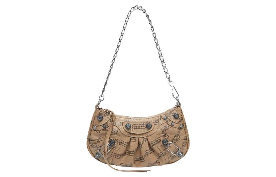 Balenciaga Le Cagole Mini Bag With Chain Bb Monogram Beige/Brown