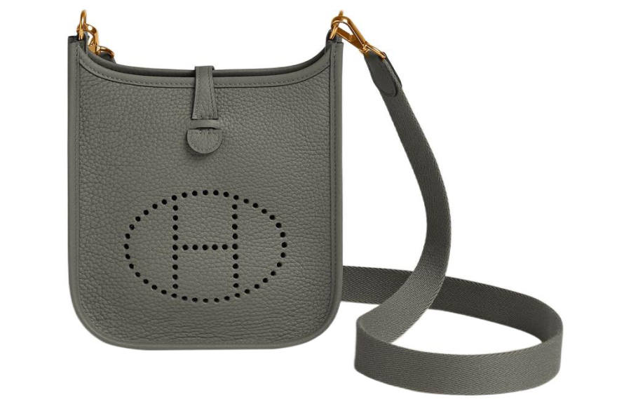 HERMES Evelyne Clemence Bullock Leather Crossbody Bag, Shoulder Bag 16 Women's 0L Grismeyer Rain Cloud Gray