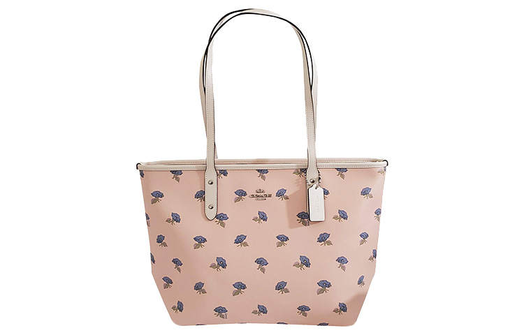 COACH City Zip Tote Smooth Leather One Shoulder Tote Bag, Shopping Bag, Handbag Large Women's Pink